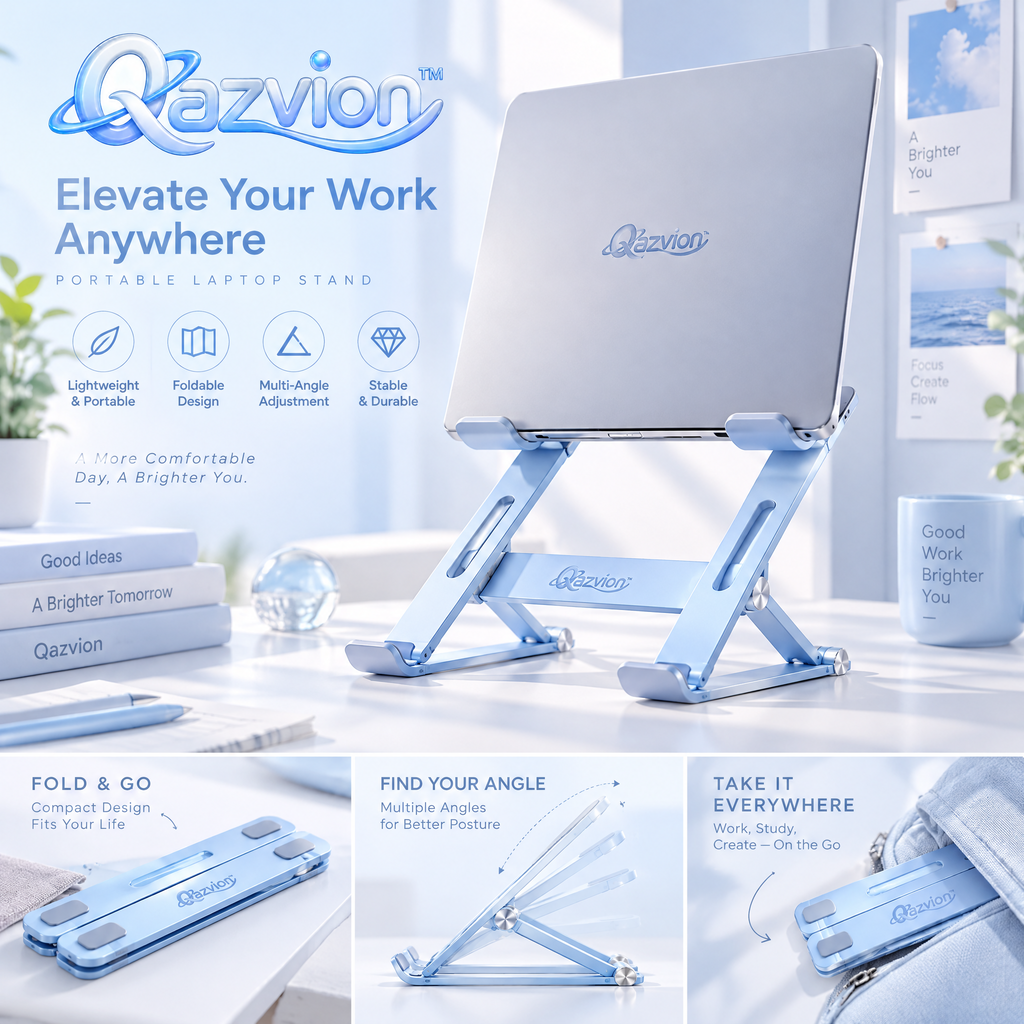 Qazvion™ Portable Foldable Laptop Stand – Blue — main design