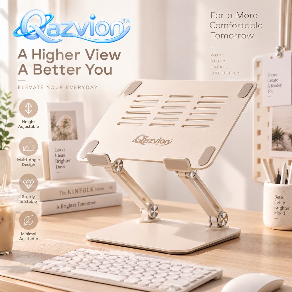 Qazvion™ Rose Gold Multi-Angle Laptop Stand — main design