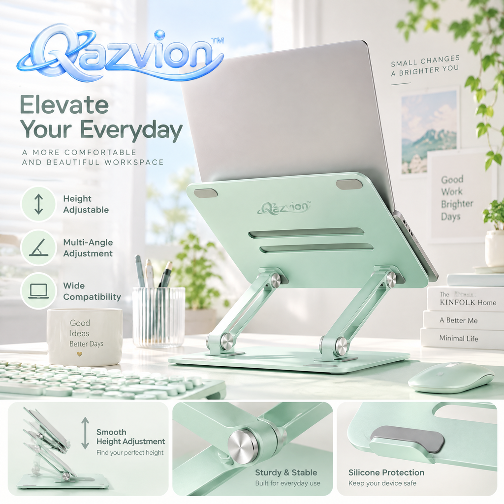 Qazvion™ Mint Green Adjustable Laptop Stand — main design